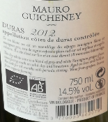 COTES DE DURAS - SUD OUEST - BLANC - 2012 - 75CL - 14,5%