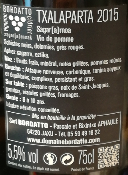 TXALAPARTA 5% - VIN DE POMME - PAYS BASQUE - 75 CL - 2015